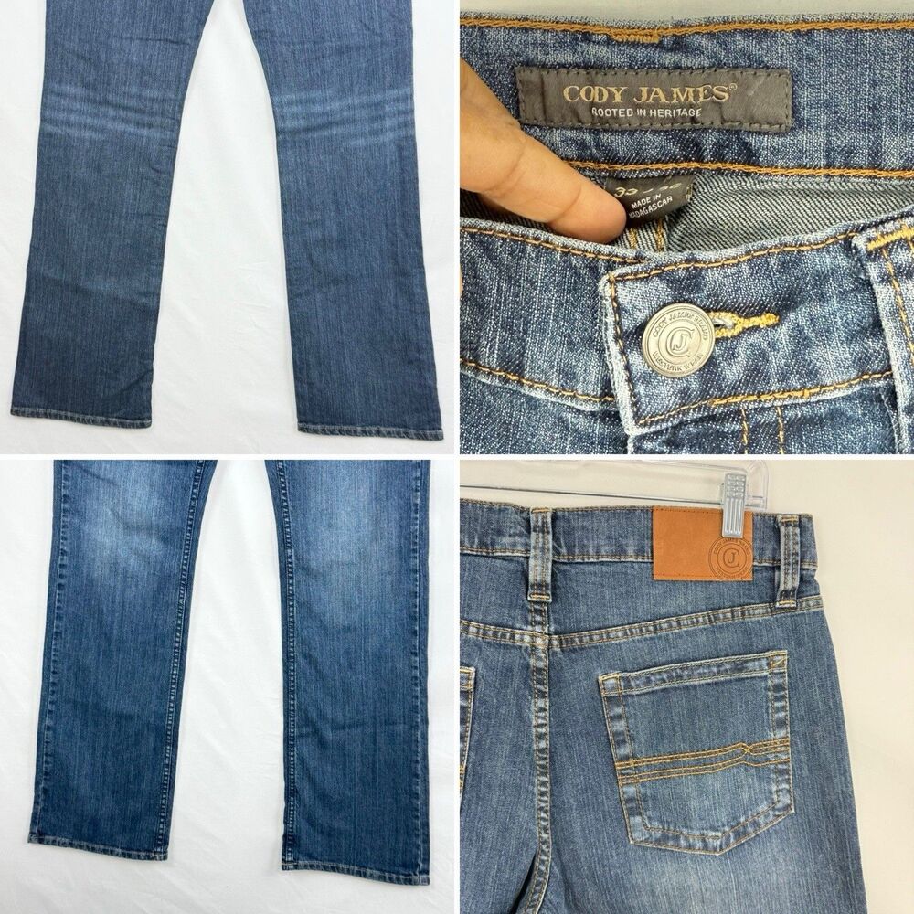 Cody James Men's Wolfstooth Wash Duke Relaxed Bootcut Stretch Denim Jeans 33x36 - Picture 12 of 16